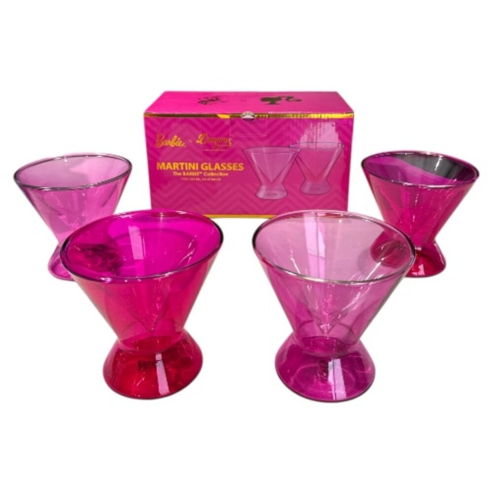 Set of 4 Barbie x Dragon Glassware Stemless Martini Glasses 7 oz